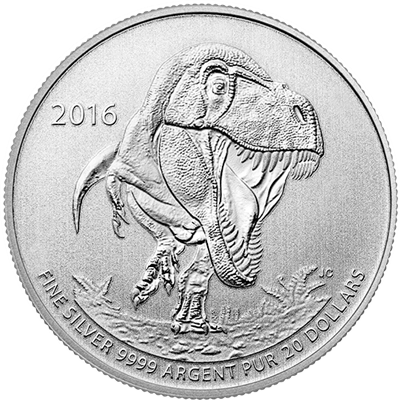 2016 $20 1/4oz Silver Coin Series - T-REX - Click Image to Close